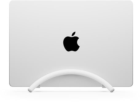 Twelve South BookArc Flex Vertical Laptop Stand – Space-Saving MacBook Stand, Adjustable Laptop Holder for Desk, Single Slot Dock for Monitor Display, Non-Slip, Upright Storage, White