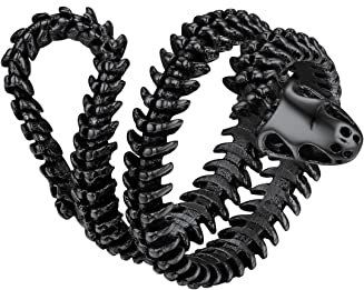 U7 Bague pour Homme Noir en Acier Inoxydable - Bague Anti Stress Hemme - Bague en os de serpent Python de 69mm