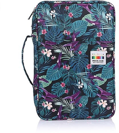 SUMTree Trousse de Crayon de Couleur pour 300 Crayons ou 204 Feutres Grande Capacité Sac à Crayons pour l'école et Bureau avec Grande Capacité (Feuilles de Bambou)