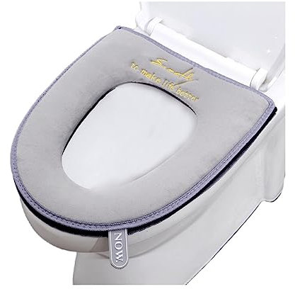 Youesedew Wc sitzbezug toilettensitz mit Reißverschluss, passend für die meisten U-Toiletten,Wc-sitzbezug für alle Jahreszeiten, wc sitzbezug waschbar.(Grau 1St)