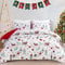 WONGS BEDDING Weihnachts Bettwäsche 135x200 Weihnachtsmann Bettbezug Schneeflocken Bettwäsche-Weihnachtsbäume und Rentier bettwäsche mit Reißverschluss und 1 Kissenbezug 50x75