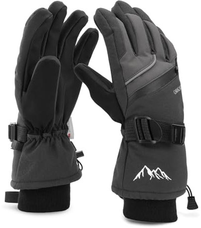 Caracaleap Skihandschuhe Männer Frauen Schnee Handschuhe Winddicht Winter Wasserdicht Schwarz S