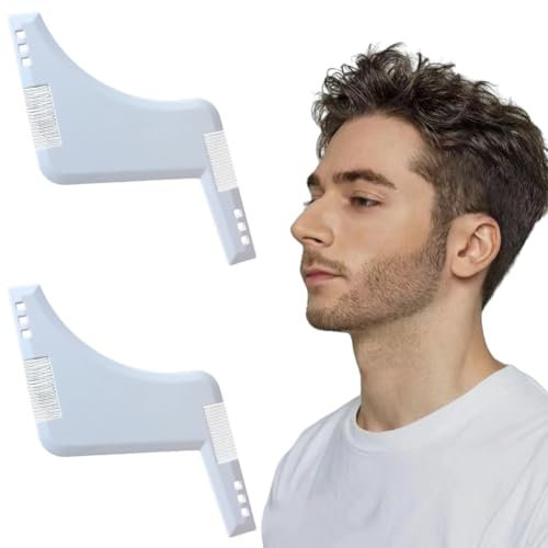 EODKSE 2Pcs Bartschablone Bartkamm Bartpflege Bartformen für Kinnbart Koteletten Hals, Bartschablone für kinderleichtes Schneiden, Bartkamm Styling Tool, Symmetrische und Kontur der Bartlinie