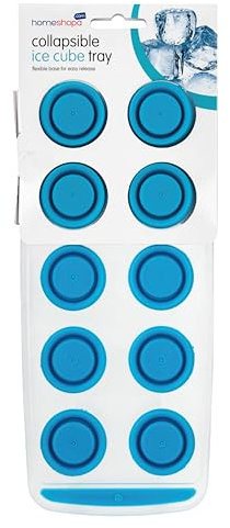HOMESHOPA Ice Cube Tray 1 Pack, 10 Circle Cubes, Easy-Release Pop Out Flexible Silicone Reusable Ice Molds, BPA Free & Save Freezer Space, Removable Ice Cubes for Whisky Cocktails Beer Drinks, Blue
