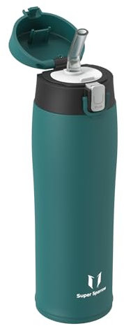 Super Sparrow Edelstahl Trinkflasche Strohhalm, Thermosflasche - 500ml - BPA Frei, Auslaufsicher Trinkflaschen Kinder, Trinkbecher für Sport, Reisen, Schule