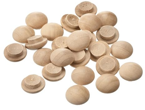 Sourcing Map Bouchons en Hêtre, 50 Pcs 15 X 10 mm avec Tête de Bouton, Cache-Trous de Vis, Couvercle Décoratif pour Chaises et Menuiserie