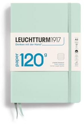 LEUCHTTURM1917 370345 Notizbuch Medium (A5) 120 g/m² Paper Edition, Hardcover, 203 nummerierte Seiten, Mint Green, liniert