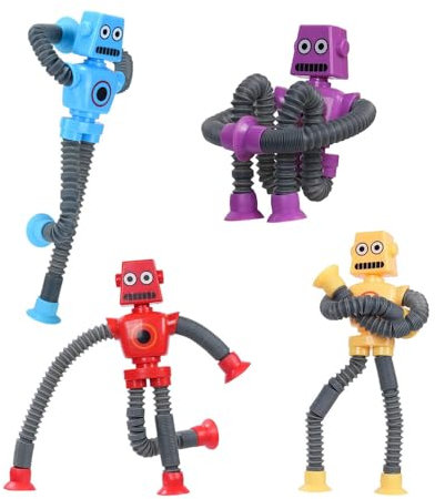 4 Stück Telescopic Robots, Teleskopsaugnapf Roboter Spielzeug, Teleskop-Saugnapf Roboter Spielzeug,Telescopic Suction Cup Roboter Toy,Teleskopsaugnapf Roboter Spielzeug
