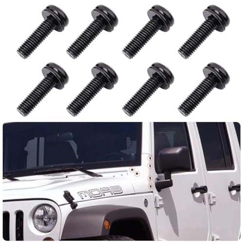 CHENACC Screws Bolts for Jeep Wrangler JK M8 x 1.25 Bolts for Windshield Frame, Headlight, Hard Door Hinges, Tail Light, LED Light Brackets, Roll Bar, Tailgate 8 PC Jeep Bolt