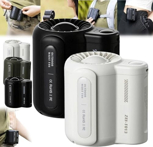 2PCS Cool Clip Fan Under Shirt,2024 New Rechargeable Waist Clip Fan,3 Speeds Strong Airflow Wearable Personal Clip Fan,Cool Clip Waist Fan,Belt Fan Clip on Waist Cooling Fan for Works,Travel,Camping