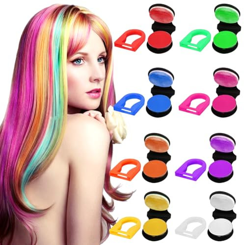 Joycabin 8 Farben Haarkreiden für Mädchen, Auswaschbar Ungiftig Temporär Haarfarbe Färben für Mädchen Kinder Geschenk DIY Cosplay Karneval Weihnachten Valentinstag Geburtstag Partys