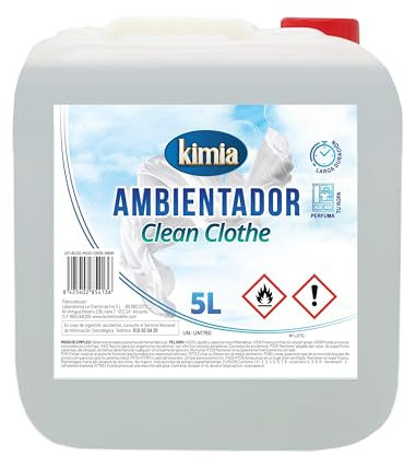 KIMIA - Ambientador de Hogar Clean Clothe 5L | Perfumador con Fragancia Duradera a Ropa Limpia | Para Cualquier Estancia de Casa, Coche y Oficina | Fórmula Concentrada | Ambiente Fresco y Perfumado