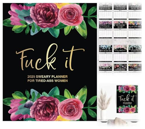 2025 Fu-ck It Kalender für müde Frauen Lustiger Schimpfwort-Kalender 12-Monats-Wandplaner Gag Geschenk für Home Office - 27,9 x 21,6 cm