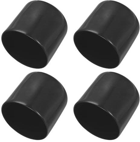 PATIKIL 42MM Vinyl Rubber End Caps, 4 Pack Flexible Bolt Screw Covers Caps Round Thread Protector Caps for Metal Tubing Rod Bolts, Black