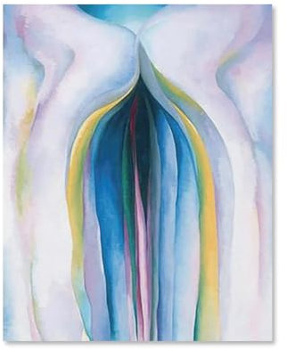 WANGLIDD Georgia O'Keeffe Kunstdruck mit grauen Linien mit Schwarz, Blau und Gelb, C.1925, Poster, Gemälde, Leinwand, Gemälde, Wandkunst, dekorative Bilddrucke, moderne Dekoration, ungerahmt, 28 x 35