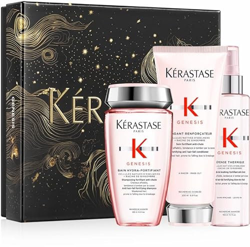 Kérastase Genesis Fondant Geschenkset, Pflegeserie für geschwächtes Haar, Enthält: Bain Hydra-Fortifiant 250 ml, Fondant Renforçateur 200 ml, Défense Thermique 150 ml