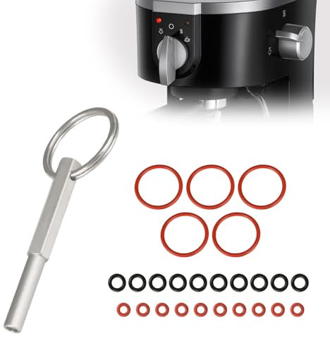 Vordpe Llave de cabeza ovalada con llavero, 25 anillos de sellado, puntas de cabeza ovalada, piezas de repuesto, compatible con máquinas automáticas Krups/Jura/AEG