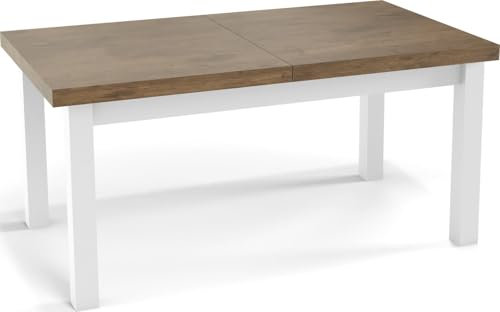 WFL GROUP Moderner Rechteckiger Ausziehbarer Esstisch - Platzsparend - Weiße Holzbeine - 200 bis 300 cm - Hergestellt in EU - 200 x 100 cm - Eiche Lefkas
