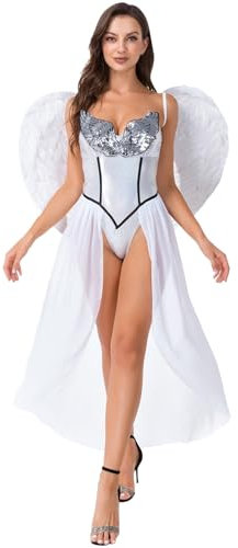 Rrongwn Engelkleid Sexy Liebe Prinzessin Kleid Angel Wings Cosplay Engelskostüm Prinzessin Vintage Abendkleid Renaissance Retro Partykleid Prinzessin Fairy Dress Halloween Kostüm