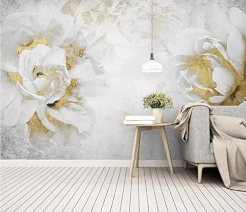 Simple Garden Flower Gold Rose 3D Wallpaper Living Room Sofa Bedroom Dining Room Home Decoration Wall-250cm×170cm