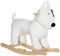 AIYAPLAY Schaukeltier Schaukelhunde mit Soundfunktion, Holzbeine und Griffen, Baby Schaukeltier mit Plüschoptik, für 2-4 Jahre Kinder, Weiß