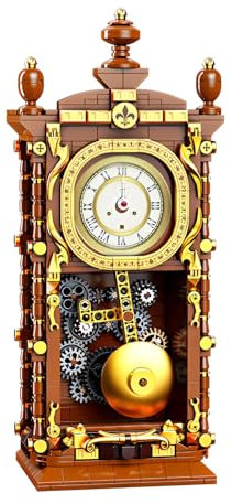 Fuleying Vintage Uhr Bausteine Bausatz, Klassischer Schaukel-Uhr-Baukasten Klemmbausteine, 751 PCS Uhrenmodell Spielzeug für Erwachsene, Teenager ab 6 Jahren