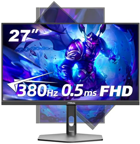 FYHXele Monitor 27 Zoll 380Hz FHD Gaming Monitor Mattes IPS 0.5ms GTG 100% sRGB 16:9 VESA Kompatibel Neigbar Drehbar Höhenverstellbar Lautsprecher Integriert FreeSync Premium DP1.4 HDMI2.0