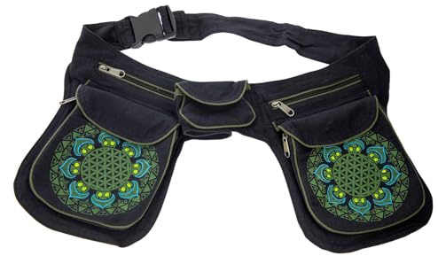 Kunst und Magie Doppel-Hüfttasche Bauchtasche Gürteltasche Bauchgurt Festivaltasche Blume des Lebens