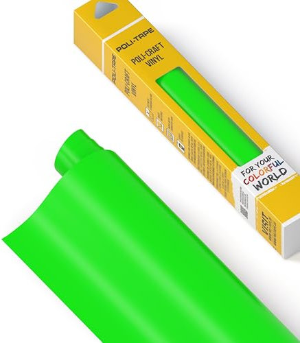 POLI-CRAFT Vinyl Klebefolie (PERMANENT) - selbstklebende Plotterfolie für DIY-Projekte, Neon Grün matt, 30,5 cm x 183 cm