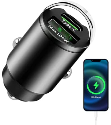 Chargeur de voiture USB – Hub de charge double 100 W, répartiteur d'alimentation de voiture | Adaptateur de voiture haute puissance avec port USB PD Qc3.0, charge rapide pour téléphones et GPS pour