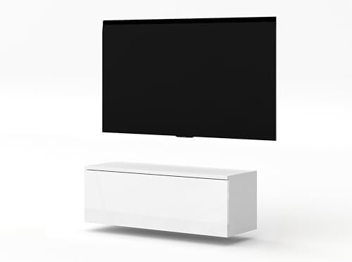 AXLIVING TV Lowboard zum Hängen Loriano 100 cm weiß Matt/Hochglanz