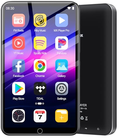 80GB MP3 Player mit Bluetooth und WiFi, 4-Zoll MP3 Player mit Spotify, tragbarer Android MP4 Player für Kinder, HiFi Klang Musikplayer, Audible, Amazon Music, Deezer, UKW-Radio, erweiterbar bis zu 1TB