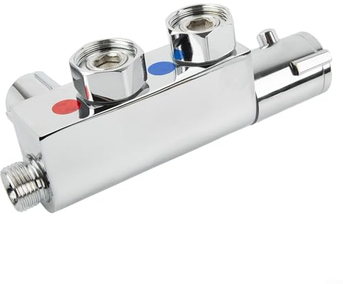 Zilimontt Mitigeur de douche thermostatique vertical moderne avec construction en laiton pour systèmes haute et basse pression dans les caravanes statiques et les maisons mobiles
