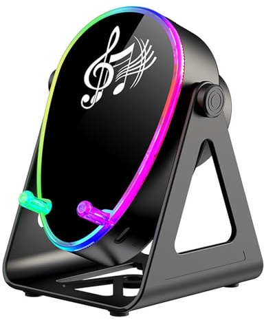 lmoikesz Kabelloser Ladesensor Lautsprecher mit Bluetooth Soundverstärkung für 360° verstellbaren Sensorständer, 360° verstellbare Halterung mit Beleuchtung, Smart Speaker, Handyhalterung, Schwarz