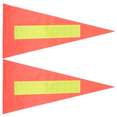 SKISUNO 2pcs Kids Bike Safety Flag, High Visibility Warning Triangle Reflective Flags, Bicycle Rear Safety Pennant Accessories for Cycling, Scooter and Stroller Compatible with 6mm Pole