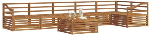 vidaXL Outdoor-Sofagarnitur 7 pcs Natur Massivholz Akazie, Gartenbank, modernes Ecksofa, strapazierfähige Sitzmöbel, Lounge für Terrasse, stylischer Komfort