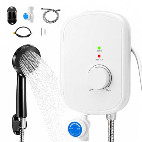 Durchlauferhitzer 5500W 230V, Mini Instant Warmwasserbereiter für Dusche, IPX4 wasserdicht, Elektrischer Untertisch-Wassererhitzer mit LED-Temperaturanzeige 30-52°C für Bad & Küche (Weiß)