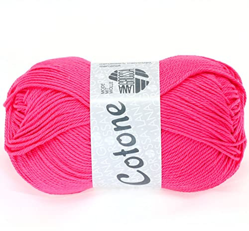 LANA GROSSA Cotone | Baumwollbasicgarn | Handstrickgarn aus 100% Baumwolle | 50g Wolle zum Stricken & Häkeln | 125m Garn FB 3