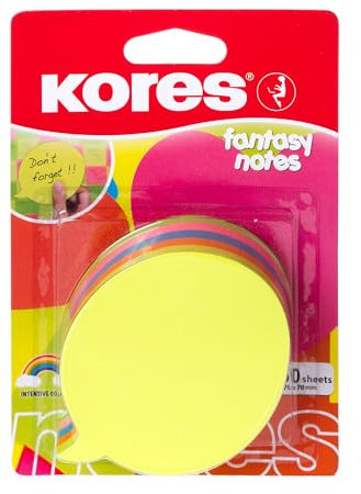 Kores Haftnotizen Fantasy: in Sprechblasenform, Bunter Selbstklebender Memo Notizblock, 70 x 70mm, Packung von 1 x 250 Blättern in 5 sortierten Farben