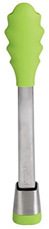MASTRAD - Pince De Cuisine - Multi-usages - Pince de Service - S'ouvre Et Se Ferme D'une Seule Main - Manche en Acier Inoxydable - Embouts en Silicone - Ne Raye Pas les Casseroles - 28 CM - Verte