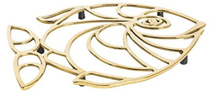 Topfuntersetzer in Messing glänzend Tisch A Form von Fisch