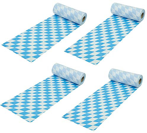 Sensalux 4X Oktoberfest Tischläufer, Oeko-TEX 100,Tischband, abwaschbar, 15cm x 25m, Wiesn, Meterware, Tischwäsche, stoffähnliches Vlies, Party, Catering, Vereinsfeier, Bavaria
