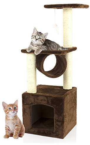 COZY PET Cat Tree 91cm Tall - Large Multi-Level Cat Tower, Heavy Duty Natural Sisal Scratching Posts, Stable Climbing and Activity Centre, Kitten Tree Tower for Indoor Cats | CT01-Choc