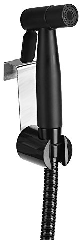 Hand-Bidet-Toiletten-Sprühset, schwarzes Badezimmer-Sprühschlauchhalter-Set aus Edelstahl, auslaufsicheres Badezimmer-Stoffwindel-Sprühgerät für die persönliche Hygiene