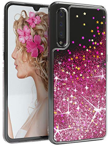 EAZY CASE Hülle kompatibel mit Xiaomi Mi 9 Schutzhülle mit Flüssig-Glitzer, Handyhülle, Schutzhülle, Back Cover mit Glitter Flüssigkeit, TPU/Silikon, Transparent/Durchsichtig, Pink