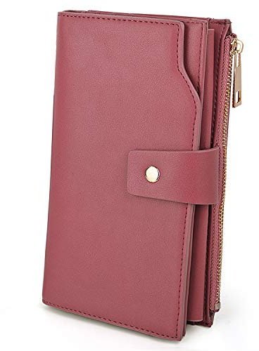 UTO Geldbörse Damen RFID Blockierung PU Leder Kupplung 21 Kartensteckplätze Halter Organizer Damen Geldbörse mit Große Kapazität innere Tasche passt 5,5 '' Handys Wassermelone