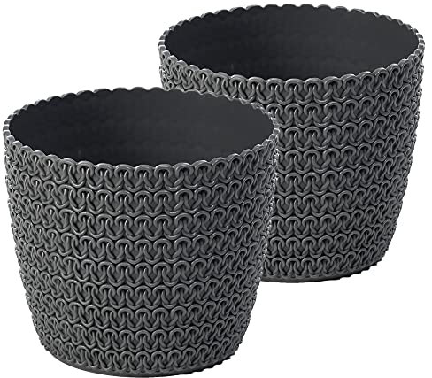 Tymar Pot de Fleurs, Lot de 2 (Anthrazite, ø 16cm)