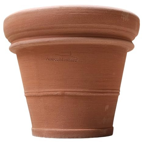 Pots de Fleurs Exterieur Terre Cuite -Doppio Bordo - Fabriqué à la Main - Absolument résistant au Gel - Terracotta Italienne : Pots de Fleurs artisanaux pour extérieur et intérieur (Liscio 35cm)
