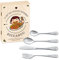 Maverton Set di 4 posate per bambini con incisione + scatola in legno con stampa personalizzata - motivo animali - idea regalo neonato maschio - gourmet