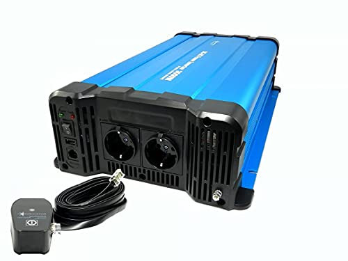 SOLARTRONICS FS3000DR Spannungswandler 12V 230V 3000 Watt - Reiner Sinus Wechselrichter 12V auf 230V für Wohnwagen & Wohnmobil - 6000W Spitzenleistung - mit Schuko, USB Anschluss & Fernbedienung